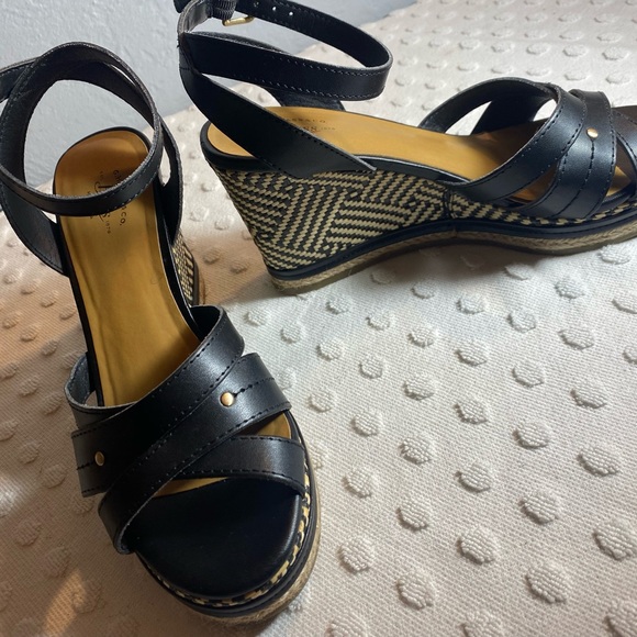 GH.Bass & Co. Black Ankle Strap Woven Wedge Sandle - Picture 15 of 16